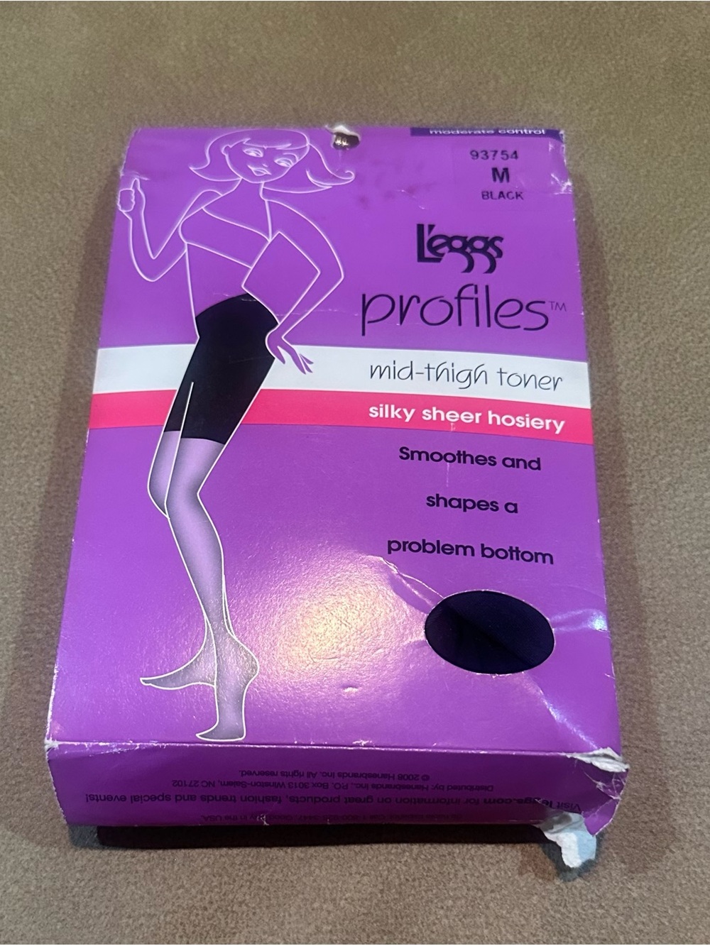 L'eggs Profiles Mid-Thigh Toner Sheer Hosiery - Black (M)